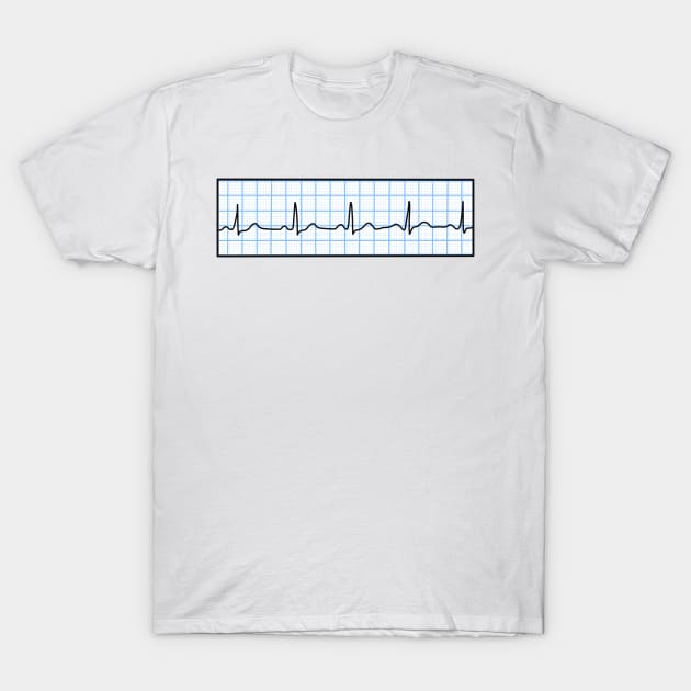 Hand Drawn Normal Electrocardiogram Light Blue T-Shirt by Sofia Sava